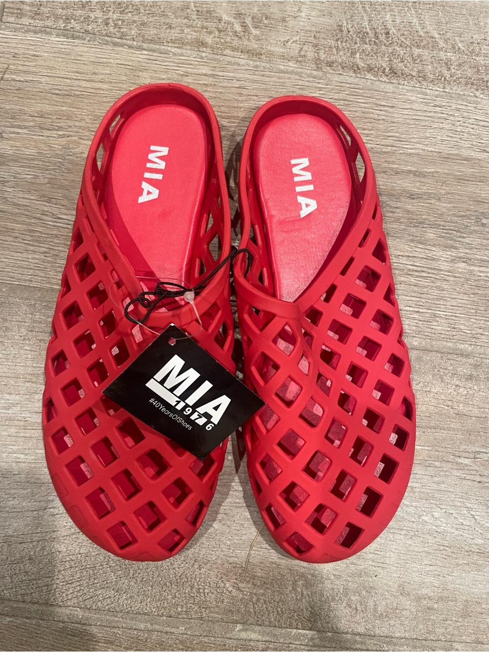MIA Red Women's Slip-On Lattice Jelly Sandals